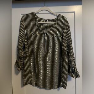 Metallic Striped Anne Klein Blouse